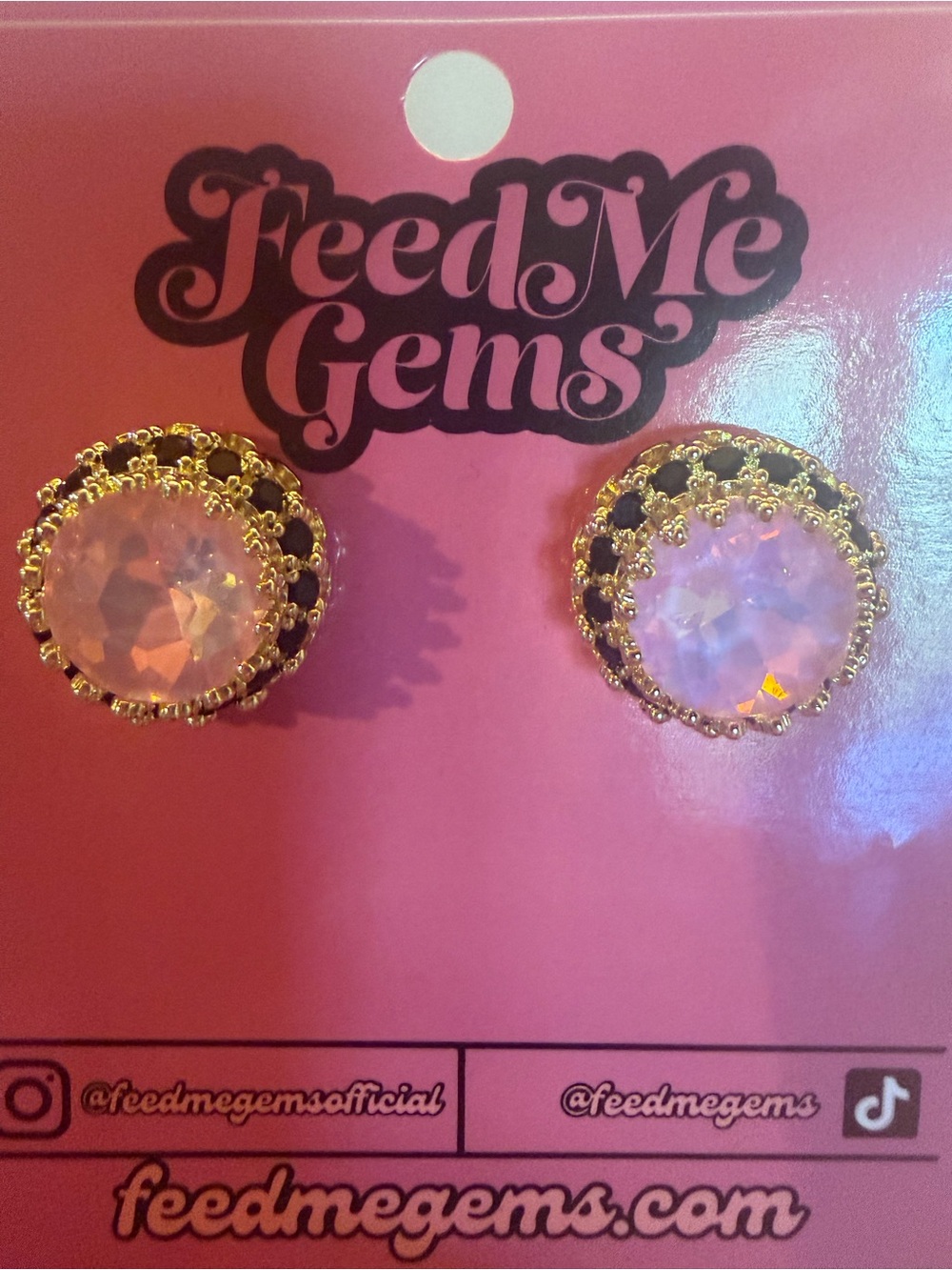 NEW Feed Me Gems Pink Eclipse Queen Studs